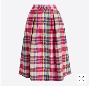 NWT High waist plaid midi skirt...WITH POCKETS